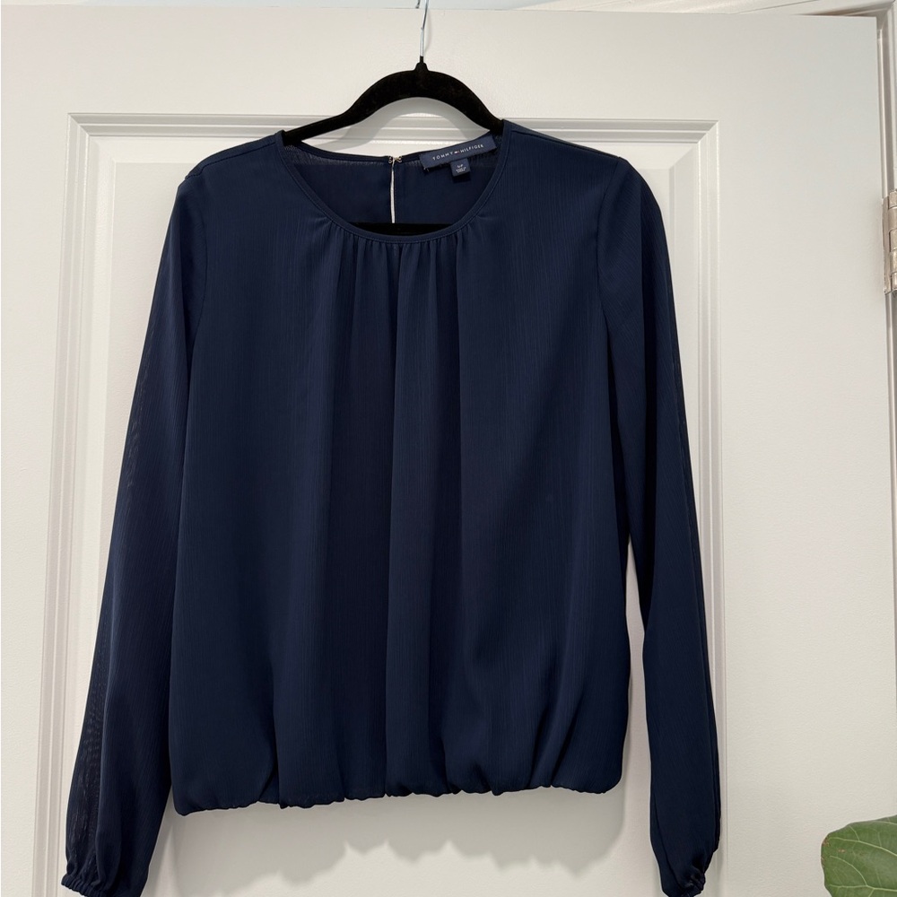 Tommy Hilfiger Blue Pleated Blouse